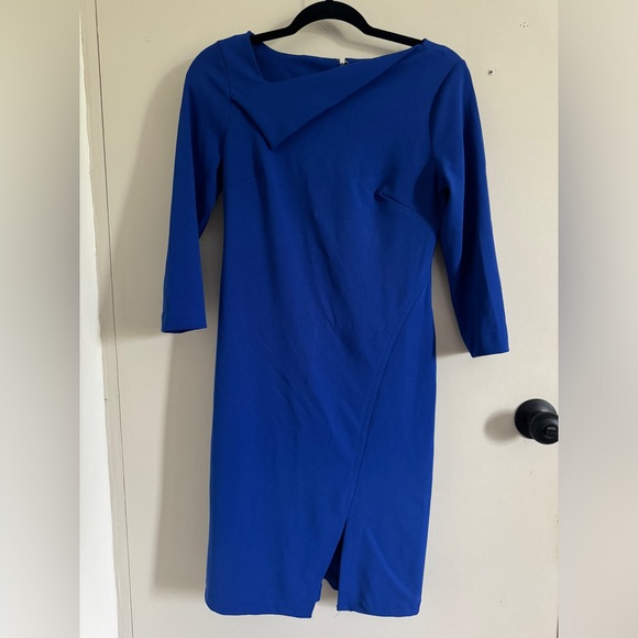 Calvin Klein Blue Regatta Foldover Sheath Dress Size 4 - Picture 2 of 11